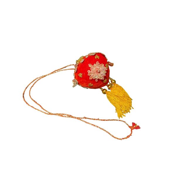 Red & Gold Tassel Ornament With Beads & Embroidery - Picture 1 of 3